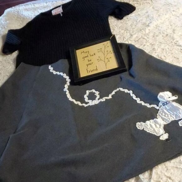 Bobbie Brooks Vintage Union Tag 100% Orlon Acrylic Black Rib Sz. L SS Sweater - Picture 1 of 5